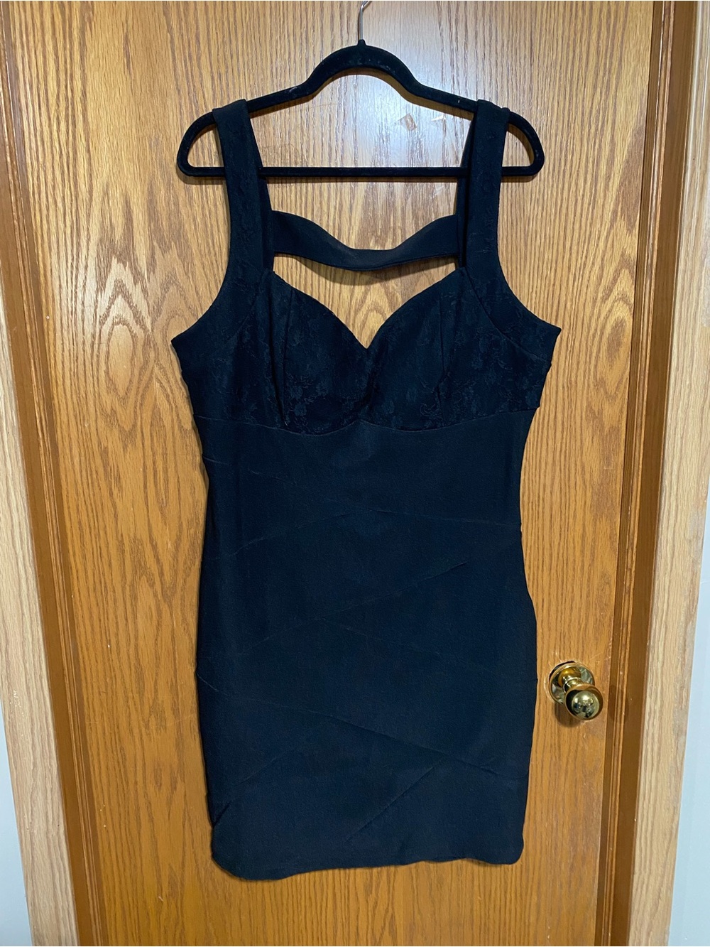 Black Lace-Accent Bodycon Dress